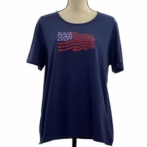 Coral Bay Embellished American Flag T-shirt XL